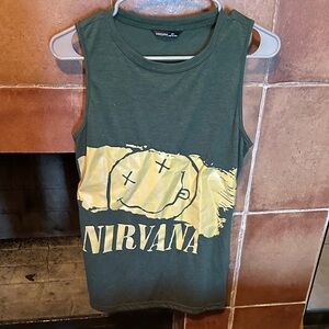 NIRVANA Green Tank with Yellow Graphic